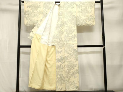 平和屋着物■上質な小紋　流水几帳草花文　正絹　逸品　CABL3587ev
