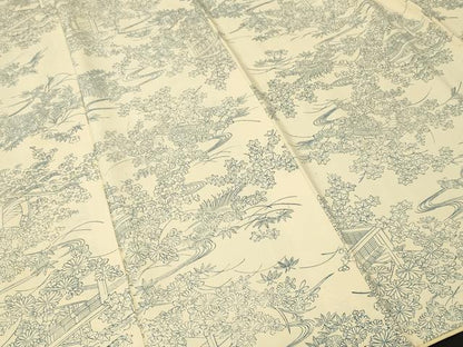平和屋着物■上質な小紋　流水几帳草花文　正絹　逸品　CABL3587ev