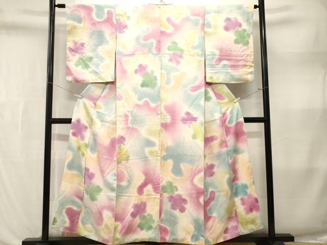 平和屋着物■上質な小紋　霞花文　流水花地紋　暈し染め　正絹　逸品　CABL3589ev