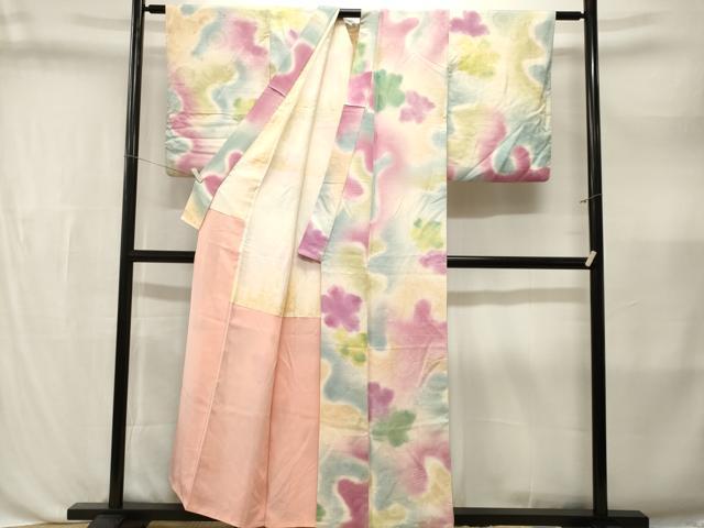 平和屋着物■上質な小紋　霞花文　流水花地紋　暈し染め　正絹　逸品　CABL3589ev