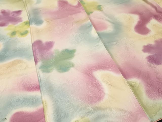 平和屋着物■上質な小紋　霞花文　流水花地紋　暈し染め　正絹　逸品　CABL3589ev