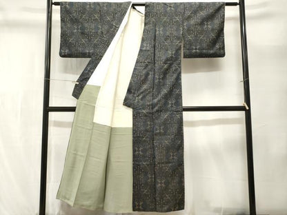 平和屋着物■本場大島紬　幾何学花文　正絹　逸品　CABL3593ev
