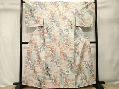 平和屋着物■上質な小紋　道長冊子枝花文　金彩　正絹　逸品　CABL3597ev