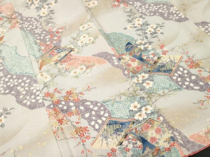 平和屋着物■上質な小紋　道長冊子枝花文　金彩　正絹　逸品　CABL3597ev