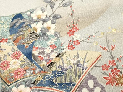 平和屋着物■上質な小紋　道長冊子枝花文　金彩　正絹　逸品　CABL3597ev