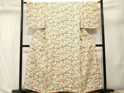 平和屋着物■上質な小紋　地紙重ね枝花文　正絹　逸品　CABL3599ev