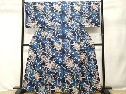 平和屋着物■上質な小紋　ふくれ織　鳳凰エ霞草花文　暈し染め　正絹　逸品　CABL3610ev