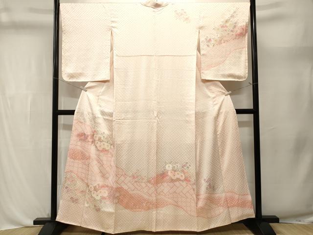 平和屋着物■訪問着　絞り　草花文　暈し染め　金銀彩　正絹　逸品　CABL3611ev