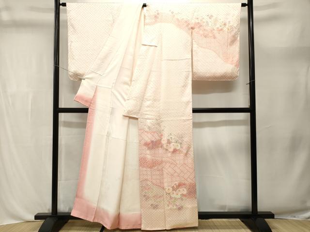 平和屋着物■訪問着　絞り　草花文　暈し染め　金銀彩　正絹　逸品　CABL3611ev