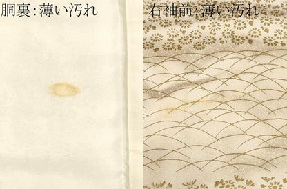 平和屋着物■訪問着　駒刺繍　籬横段文　芝草花文　金彩　正絹　逸品　CABL3615ev