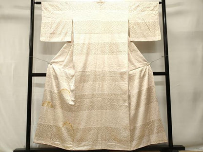 平和屋着物■訪問着　駒刺繍　籬横段文　芝草花文　金彩　正絹　逸品　CABL3615ev