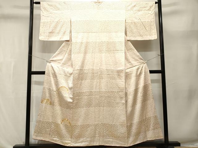 平和屋着物■訪問着　駒刺繍　籬横段文　芝草花文　金彩　正絹　逸品　CABL3615ev