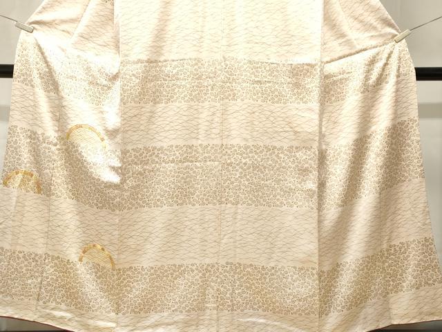 平和屋着物■訪問着　駒刺繍　籬横段文　芝草花文　金彩　正絹　逸品　CABL3615ev