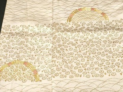 平和屋着物■訪問着　駒刺繍　籬横段文　芝草花文　金彩　正絹　逸品　CABL3615ev