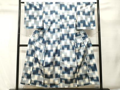 平和屋着物■上質な紬　格子柄　正絹　逸品　CABL3616ev