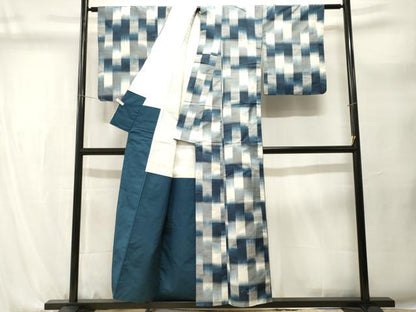 平和屋着物■上質な紬　格子柄　正絹　逸品　CABL3616ev