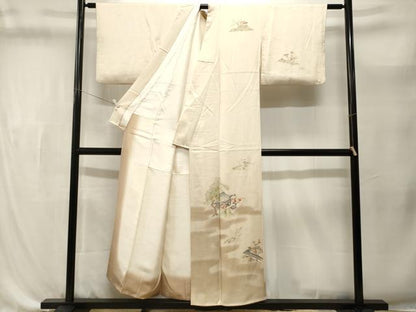 平和屋着物■訪問着　刺繍　風景文　暈し染め　正絹　逸品　CABL3619ev
