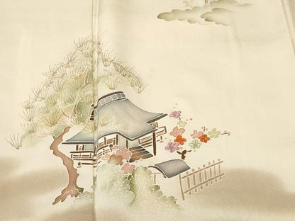 平和屋着物■訪問着　刺繍　風景文　暈し染め　正絹　逸品　CABL3619ev