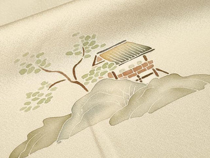 平和屋着物■訪問着　刺繍　風景文　暈し染め　正絹　逸品　CABL3619ev