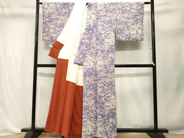 平和屋着物■上質な小紋　籬流水松竹梅花文　正絹　逸品　CABL3623ev