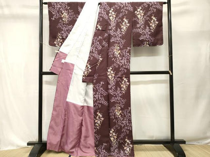 平和屋着物■上質な小紋　枝萩文　草花文　正絹　逸品　未使用　CABL3627ev