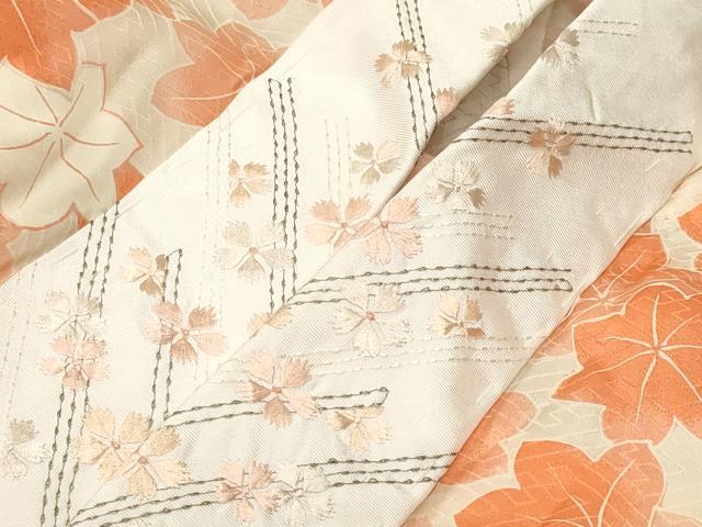 平和屋着物■長襦袢　無双仕立て　舞楓文　暈し染め　半衿刺繍　洗える着物　CABL3630ev