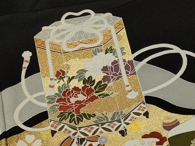 平和屋着物■豪華黒留袖　駒刺繍　道長宝尽し文箱貝桶花文　金彩　正絹　逸品　CABL3632ev