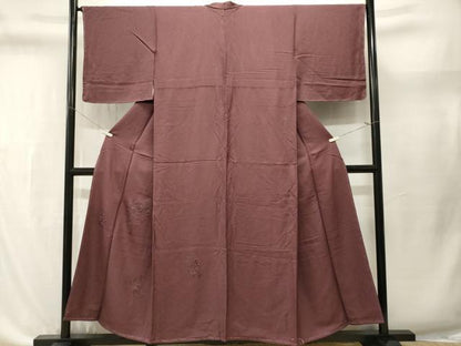 平和屋着物■中国三大刺繍　スワトウ刺繍　訪問着　色無地　扇面花地紋　紅檜皮色　正絹　逸品　CABL3634ev