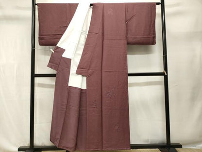 平和屋着物■中国三大刺繍　スワトウ刺繍　訪問着　色無地　扇面花地紋　紅檜皮色　正絹　逸品　CABL3634ev