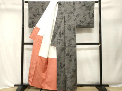平和屋着物■本場大島紬　舞蝶文　正絹　逸品　CABL3636ev
