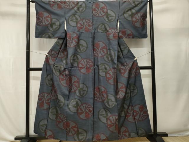 平和屋着物■本場大島紬　草花丸文　正絹　逸品　CABL3644ev