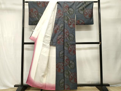 平和屋着物■本場大島紬　草花丸文　正絹　逸品　CABL3644ev