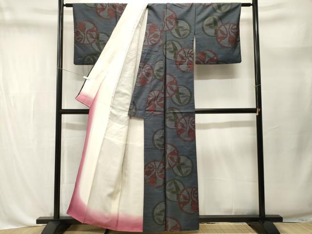 平和屋着物■本場大島紬　草花丸文　正絹　逸品　CABL3644ev