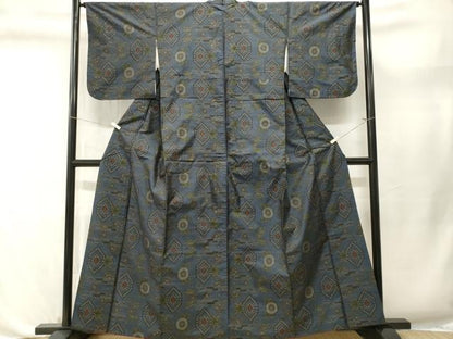 平和屋着物■本場大島紬　亀甲草花文　正絹　逸品　CABL3650ev