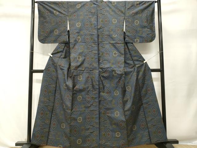 平和屋着物■本場大島紬　亀甲草花文　正絹　逸品　CABL3650ev