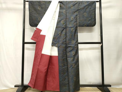 平和屋着物■本場大島紬　亀甲草花文　正絹　逸品　CABL3650ev