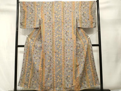 平和屋着物■上質な小紋　型染め　吉祥花間道　正絹　逸品　CABL3653ev