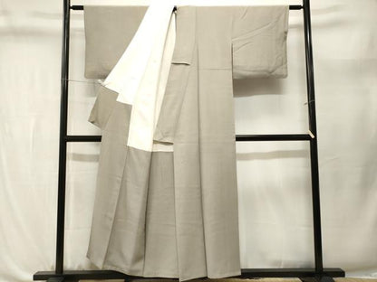平和屋着物■上質な色無地　絹鼠色　正絹　逸品　CABL3657ev