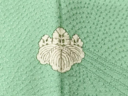 平和屋着物■上質な色無地　芝草花地紋　若緑色　正絹　逸品　CABL3659ev