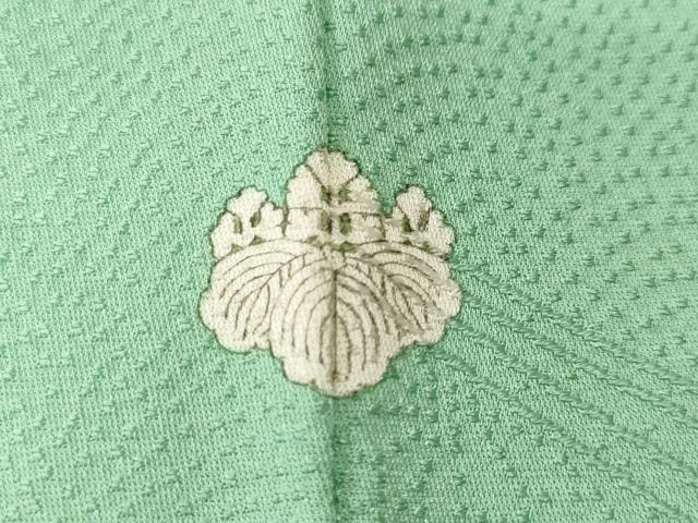 平和屋着物■上質な色無地　芝草花地紋　若緑色　正絹　逸品　CABL3659ev