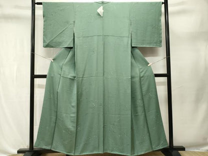 平和屋着物■上質な色無地　鹿の子青海波地紋　薄青色　正絹　逸品　CABL3660ev
