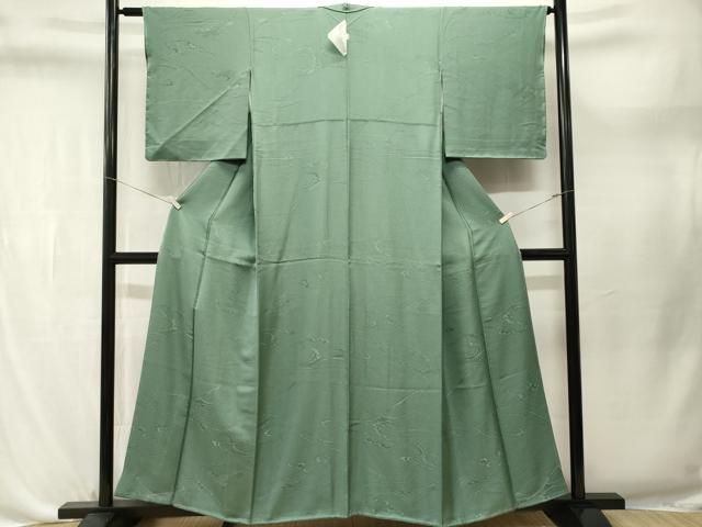 平和屋着物■上質な色無地　鹿の子青海波地紋　薄青色　正絹　逸品　CABL3660ev