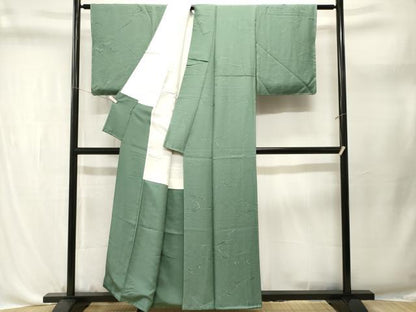 平和屋着物■上質な色無地　鹿の子青海波地紋　薄青色　正絹　逸品　CABL3660ev