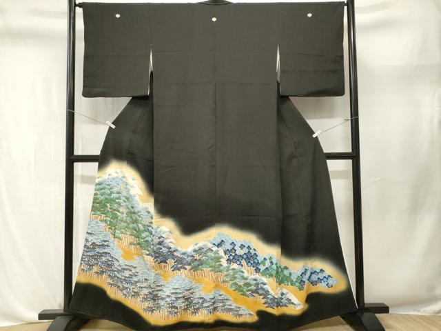 平和屋着物■豪華黒留袖　松竹梅　暈し染め　金彩　正絹　逸品　CABL3662ev