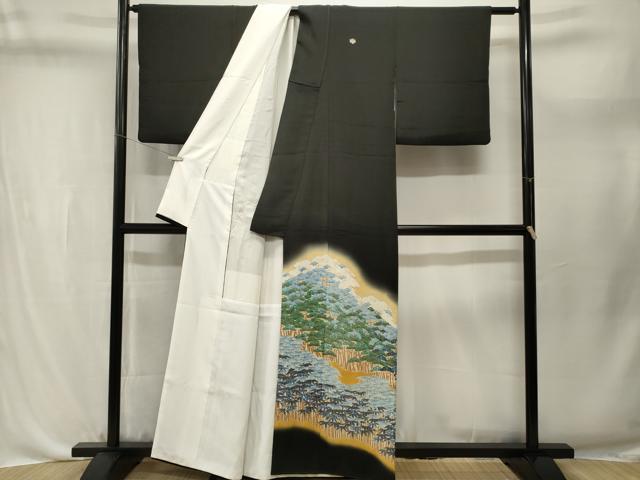 平和屋着物■豪華黒留袖　松竹梅　暈し染め　金彩　正絹　逸品　CABL3662ev