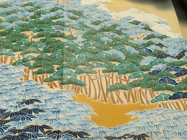 平和屋着物■豪華黒留袖　松竹梅　暈し染め　金彩　正絹　逸品　CABL3662ev