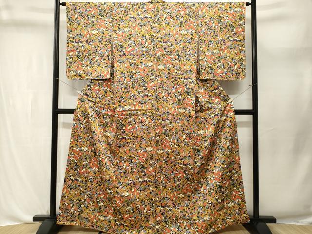 平和屋着物■上質な小紋　枝花文　正絹　逸品　未使用　CABL3663ev