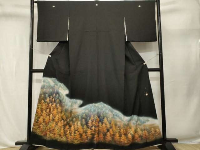 平和屋着物■豪華黒留袖　作家物　日光　薫風　樹林文　暈し染め　金彩　正絹　逸品　CABL3664ev