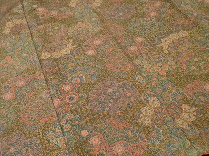 平和屋着物■上質な小紋　更紗切嵌花文　鬼しぼ縮緬　正絹　逸品　CABL3666ev