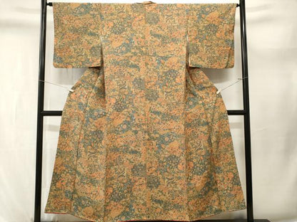 平和屋着物■上質な小紋　切嵌更紗花鳥文　正絹　逸品　CABL3669ev